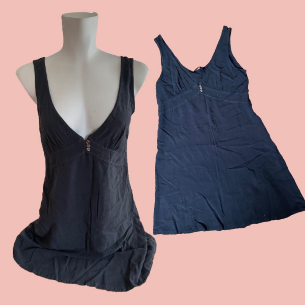 French Connection 90s Vintage Slip Dress Size L Black Minimalist